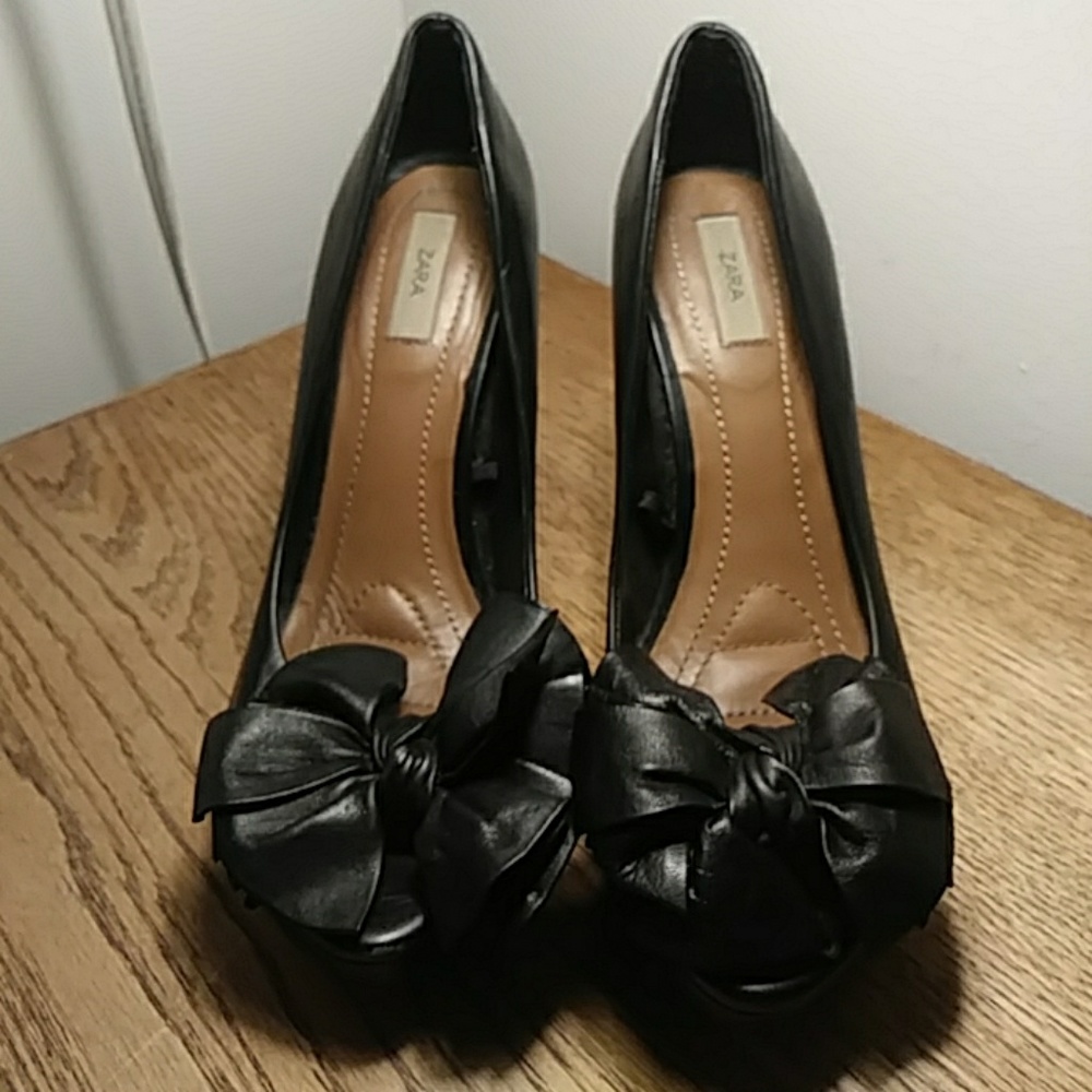 ZARA black leather heels